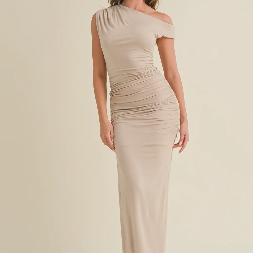 Asymmetric Off Shoulder Maxi Dress